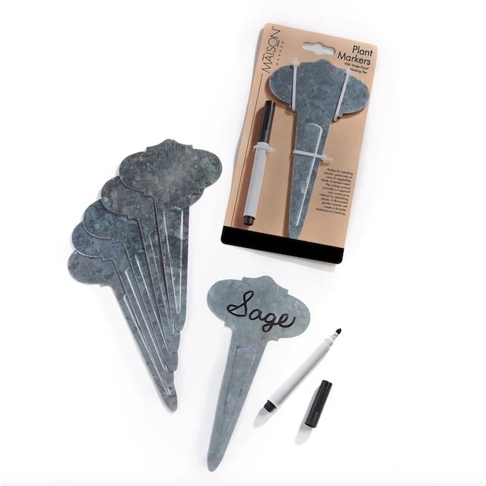 Plant Pick / Herb Marker Set Galvanized Metal 7.5H 3 Plant Pick / Herb Marker Set Galvanized Metal 7.5H