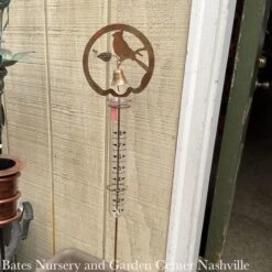 Rain Gauge Stake Bird In Circle W/Bell Flamed Copper 6x36 (#8)